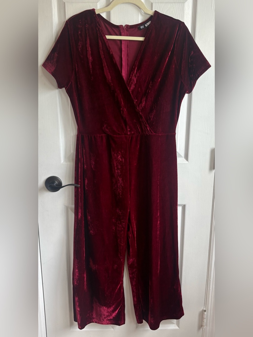 RT Women's Velvet Wrap Jumpsuit in Burgundy, Size XL